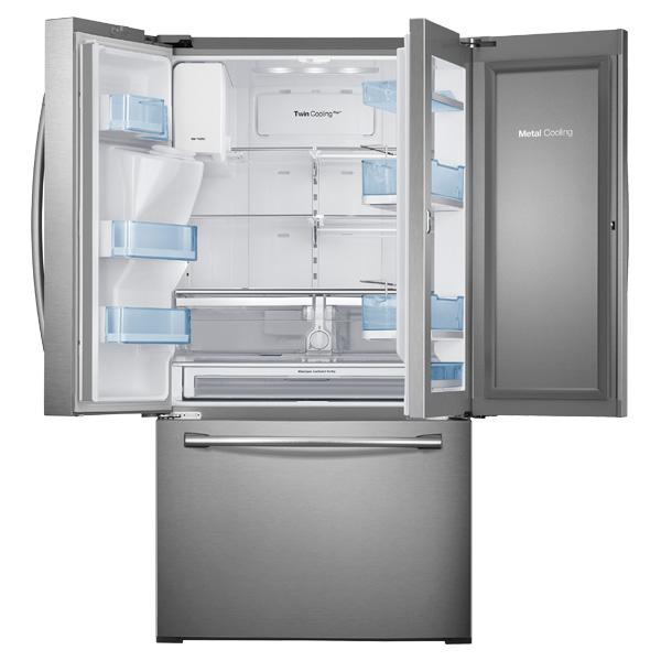 36" Wide, 30 cu. ft. Capacity 3-Door French Door Food ShowCase Refrigerator with Dual Ice Maker (Stainless Steel)