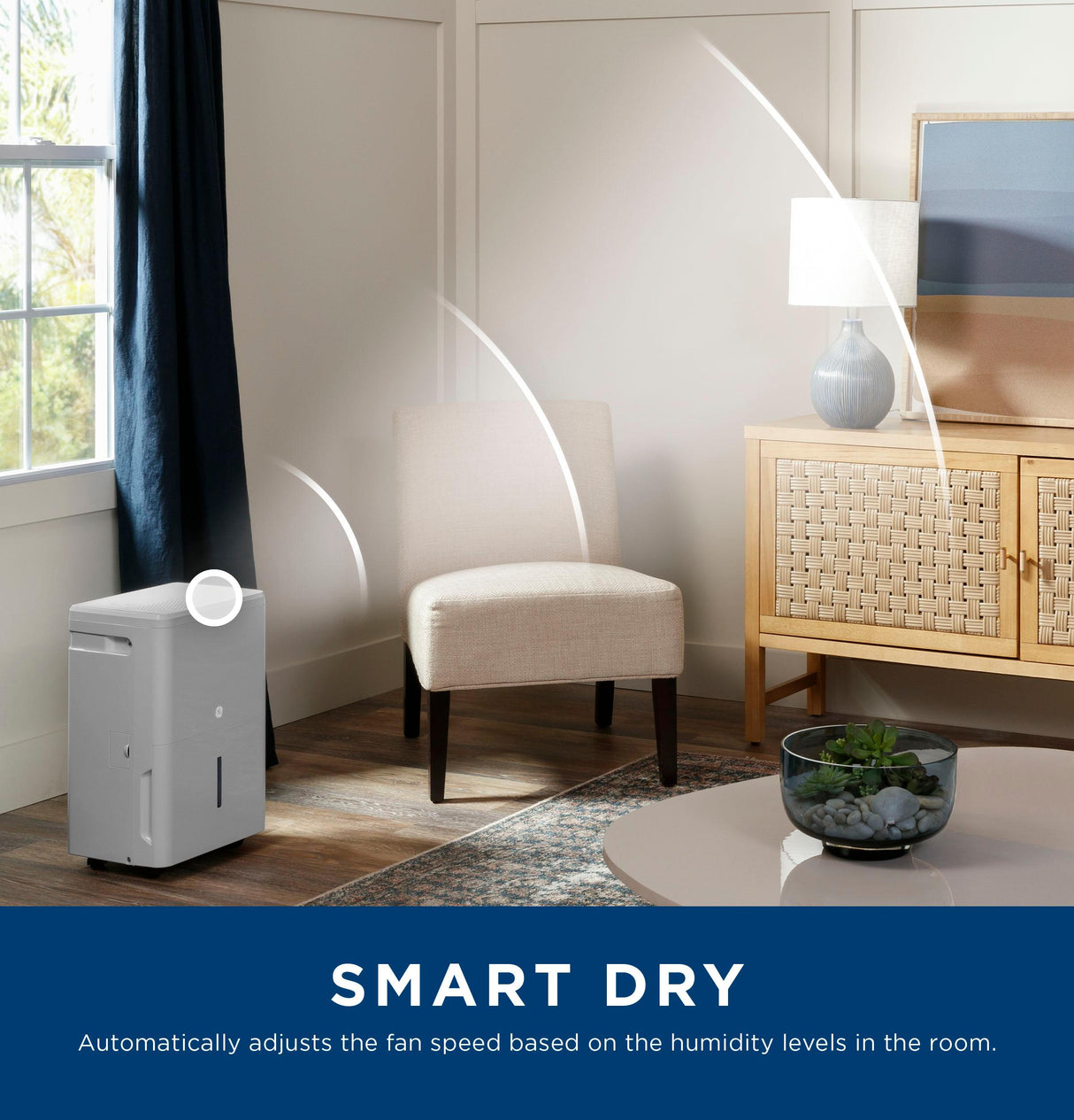 GE® ENERGY STAR® 50 Pint Portable Dehumidifier with Smart Dry for Wet Spaces