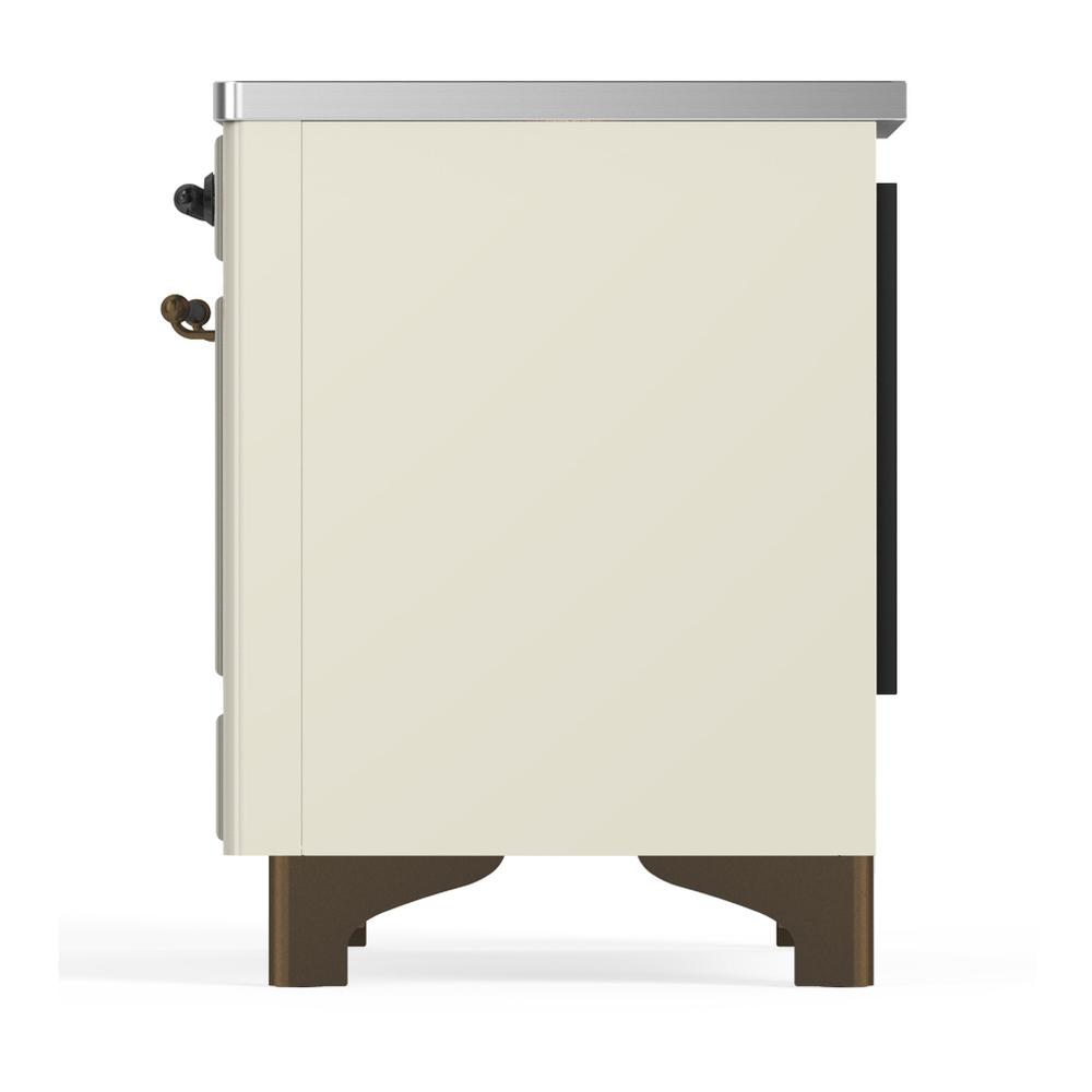 ILVE UMDIB40QNR3AWB Majestic III 40 inch Induction Range with 6 Elements, 3.82 cu. ft. Total Oven Capacity (Solid Door, Antique White, Burnished)