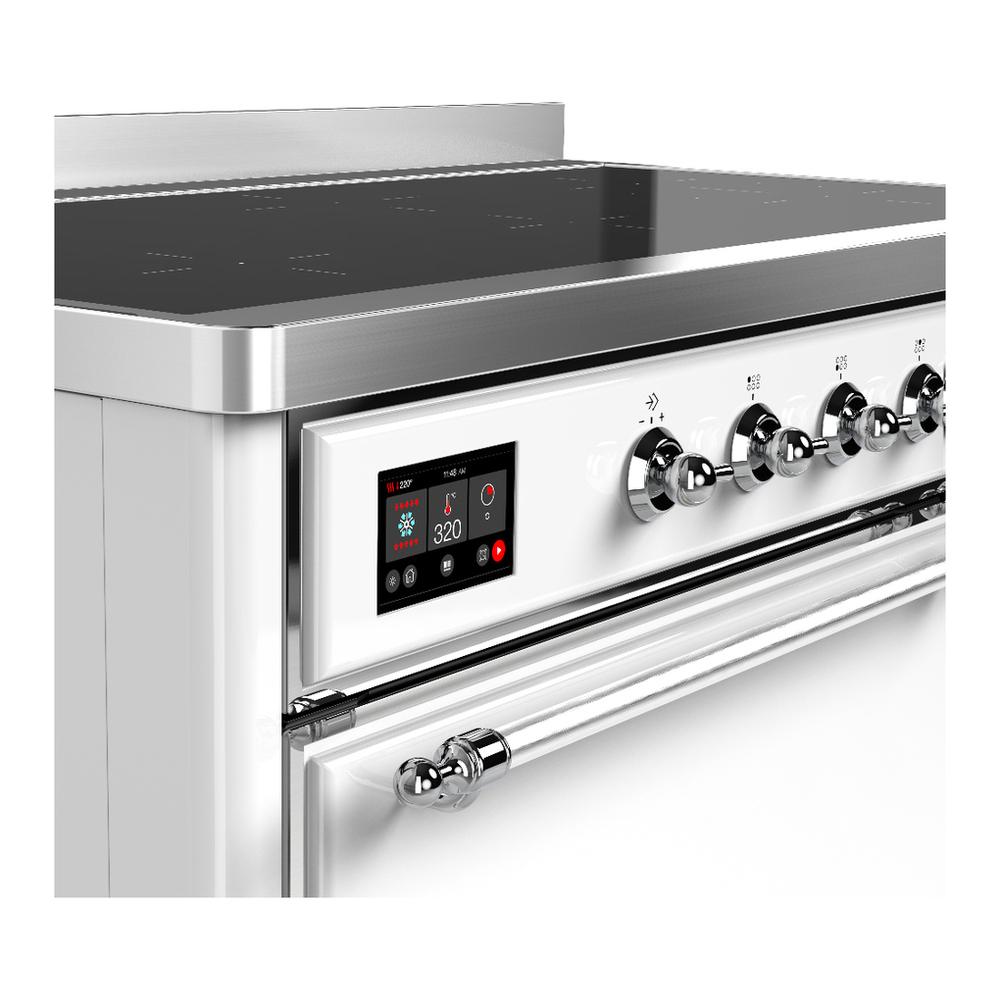 ILVE UMIB48QNR3WHC Majestic III 48 inch Induction Range with 6 Elements, 5.02 cu. ft. Total Oven Capacity (Solid Door, White, Chrome)