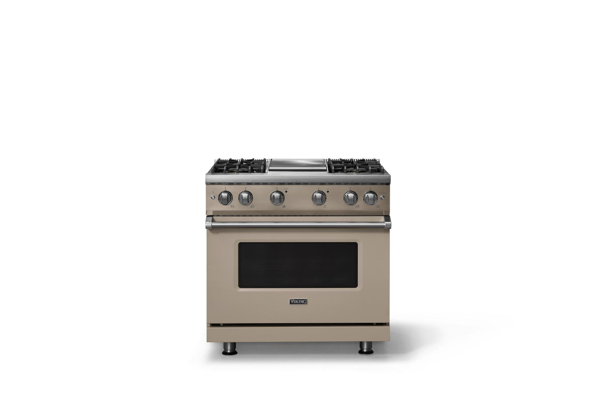 36"W. Sealed Burner Gas Range (Burner: 4g, Finish: Nantucket, Trim: Polished Chrome, Fuel: Propane)