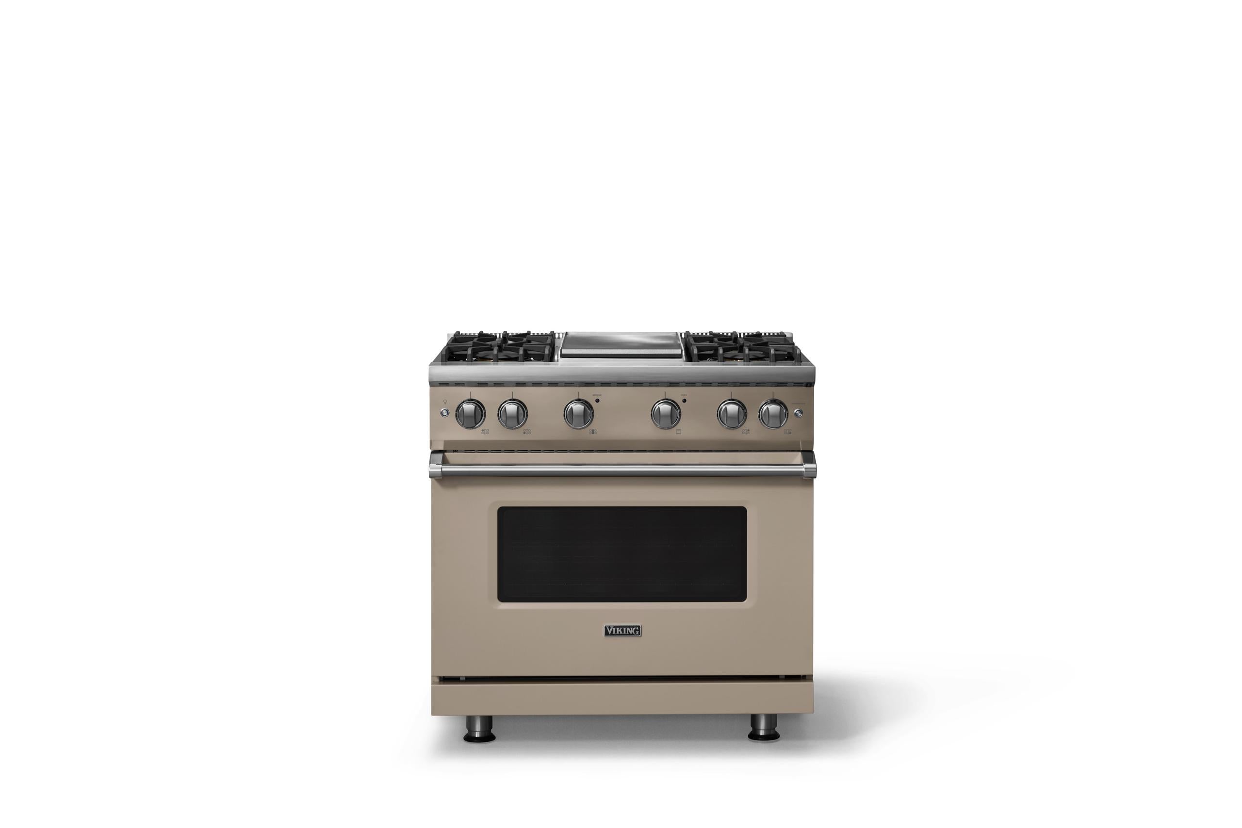 36"W. Sealed Burner Gas Range (Burner: 4g, Finish: Nantucket, Trim: Polished Chrome, Fuel: Propane)