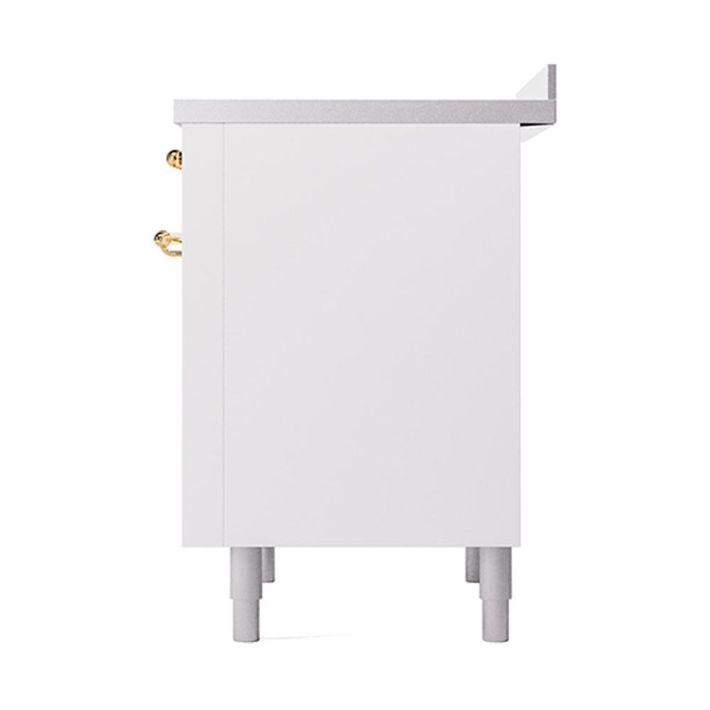 ILVE UNI366QNMPWHG Nostalgie II Noblesse 36 inch Induction Range (Solid Door, White, Brass)