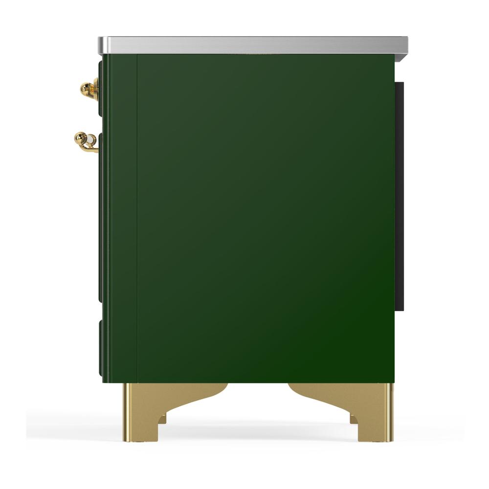 ILVE UMIB36NR3EGG Majestic III 36 inch Induction Range with 6 Elements, 3.5 cu. ft. Total Oven Capacity (Triple Glass Door, Emerald Green, Brass)