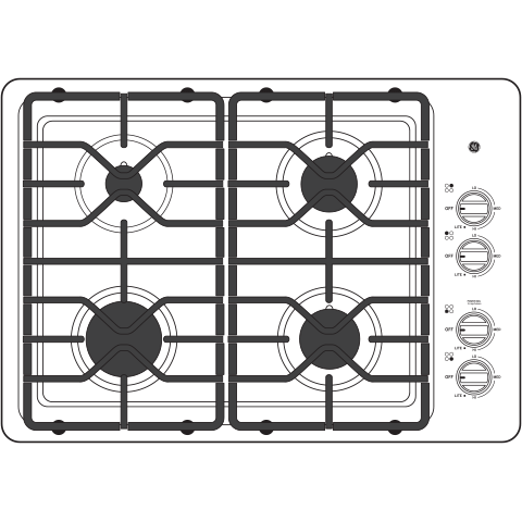 GE® 30" Built-In Gas Cooktop