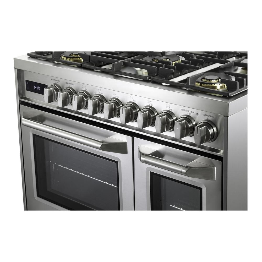 Verona VUFSGE365DSS 36 inch Ultima Collection Double Oven Dual Fuel Range with 5 Brass Burners, 4.1 cu. ft. Total Oven Capacity