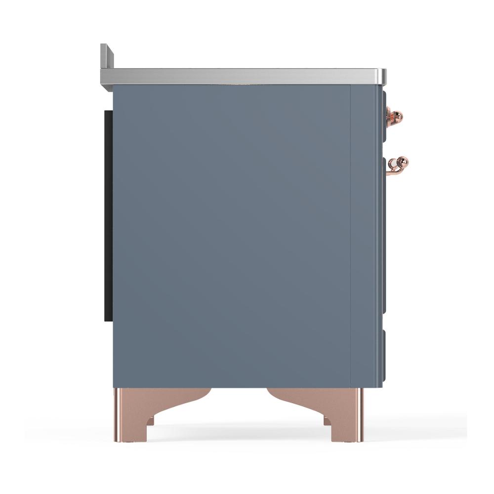ILVE UMIB48NR3BGP Majestic III 48 inch Induction Range with 6 Elements, 5.02 cu. ft. Total Oven Capacity (Triple Glass Door, Blue Grey, Copper)