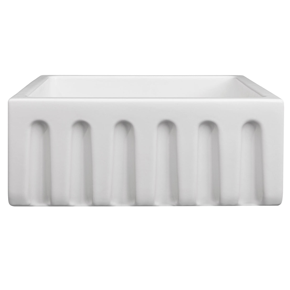 ZLINE 24 in. Venice Farmhouse Apron Front Reversible Single Bowl Fireclay Kitchen Sink with Bottom Grid in White Matte (FRC5120-WM-24)