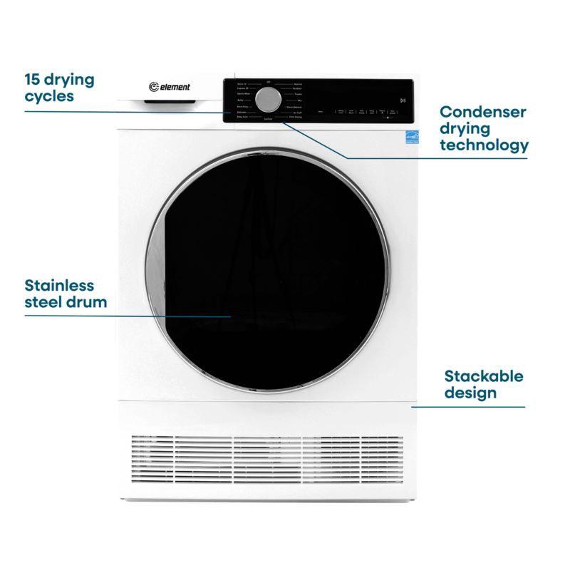 Element 4.0 cu. ft. Front Load Electric Dryer - White, ENERGY STAR (ECD4224EGW)