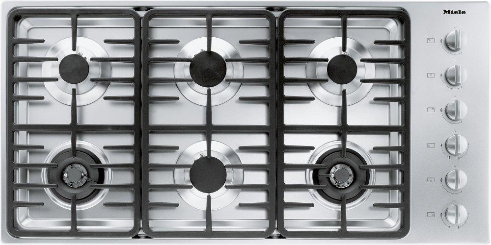 KM 3485 G Stainless steel - 42-inch gas cooktop with 2 dual wok burners for particularly versatile cooking convenience.