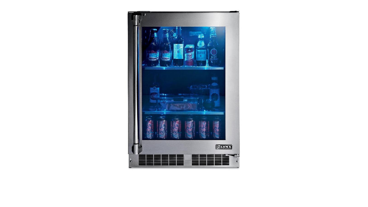 24" Outdoor Glass Door Refrigerator, Right Hinge