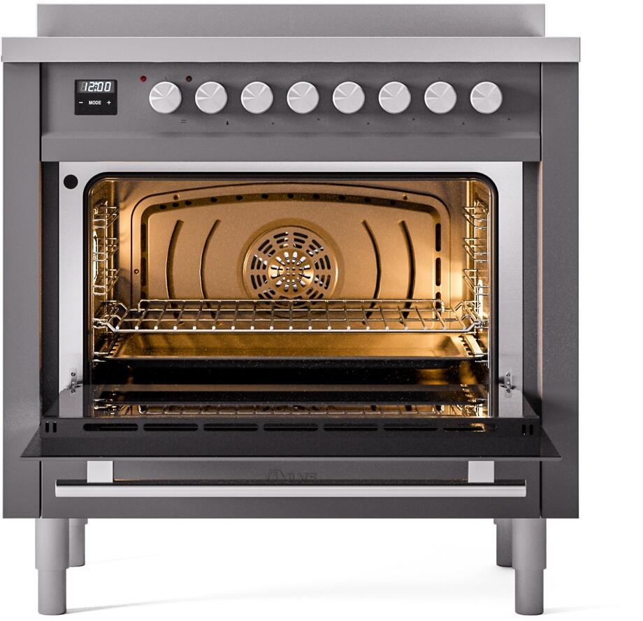 Professional Plus II 36 Inch Electric Freestanding Range in Matte Graphite with Trim