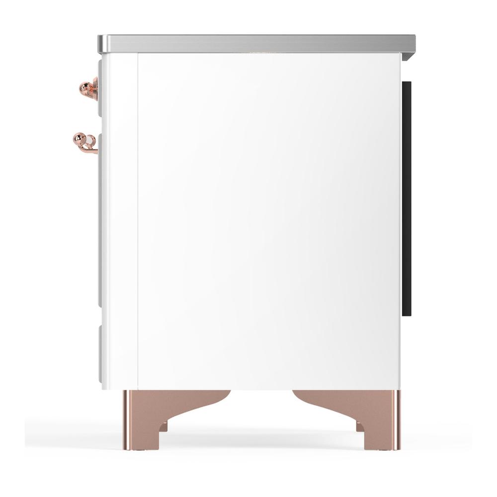 ILVE UMIB36QNR3WHP Majestic III 36 inch Induction Range with 6 Elements, 3.5 cu. ft. Total Oven Capacity (Solid Door, White, Copper)