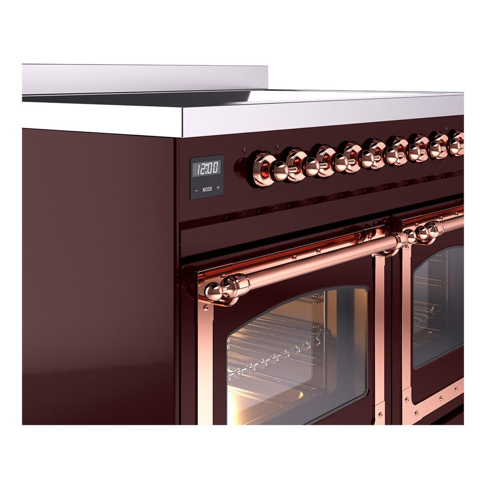 ILVE UNDI406NMPBUP Nostalgie II Noblesse 40 inch Induction Range (Triple Glass Door, Burgundy, Copper)