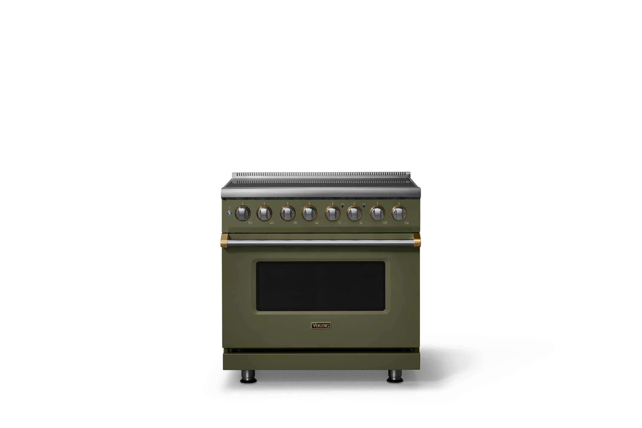 36"W. Induction Range (Finish: Martini, Trim: Brushed Brass)