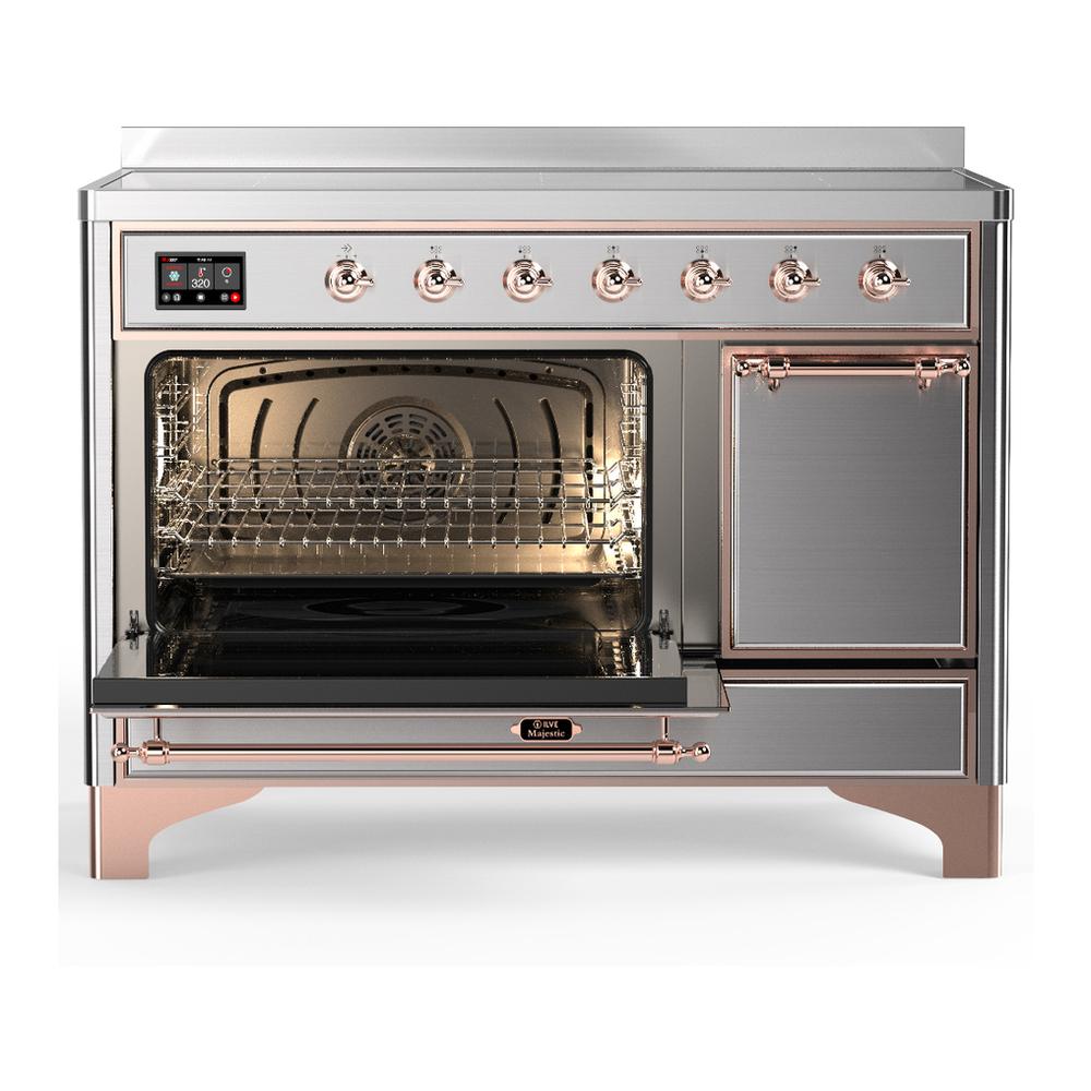 ILVE UMIB48QNR3SSP Majestic III 48 inch Induction Range with 6 Elements, 5.02 cu. ft. Total Oven Capacity (Solid Door, Stainless Steel, Copper)