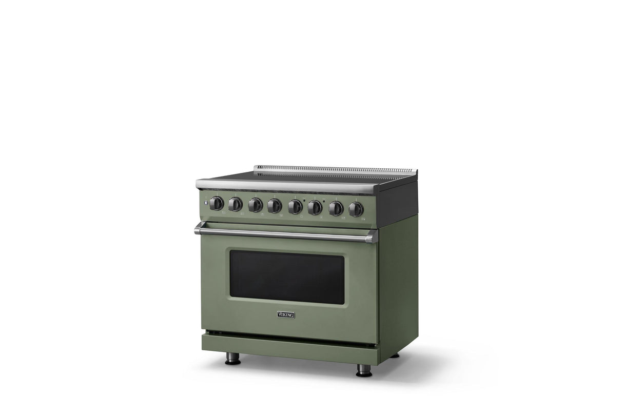 36"W. Induction Range (Finish: Eucalyptus, Trim: Polished Chrome)