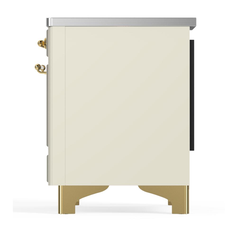 ILVE UMIB36NR3AWG Majestic III 36 inch Induction Range with 6 Elements, 3.5 cu. ft. Total Oven Capacity (Triple Glass Door, Antique White, Brass)