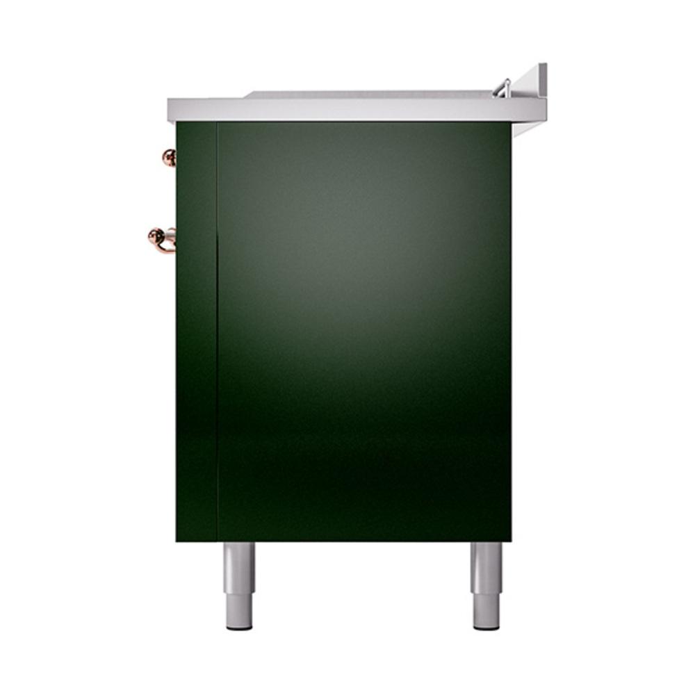 ILVE UN60FSQNMPEGPLP Nostalgie II Noblesse 60 inch Dual Fuel Range (7 Sealed Burners + Griddle + French Top, Liquid Propane, Solid Door, Emerald Green, Copper)