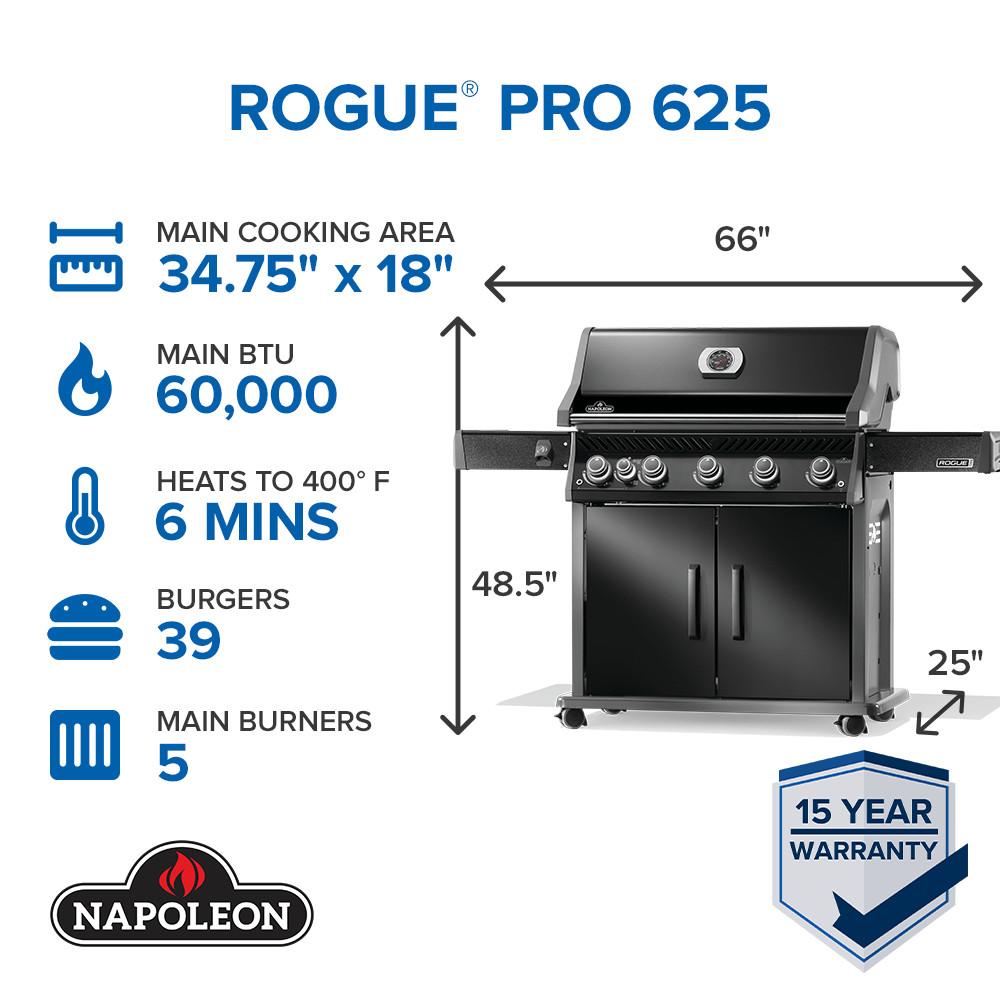 Rogue PRO 625 SIB with Infrared Side Burner , Natural Gas, Black
