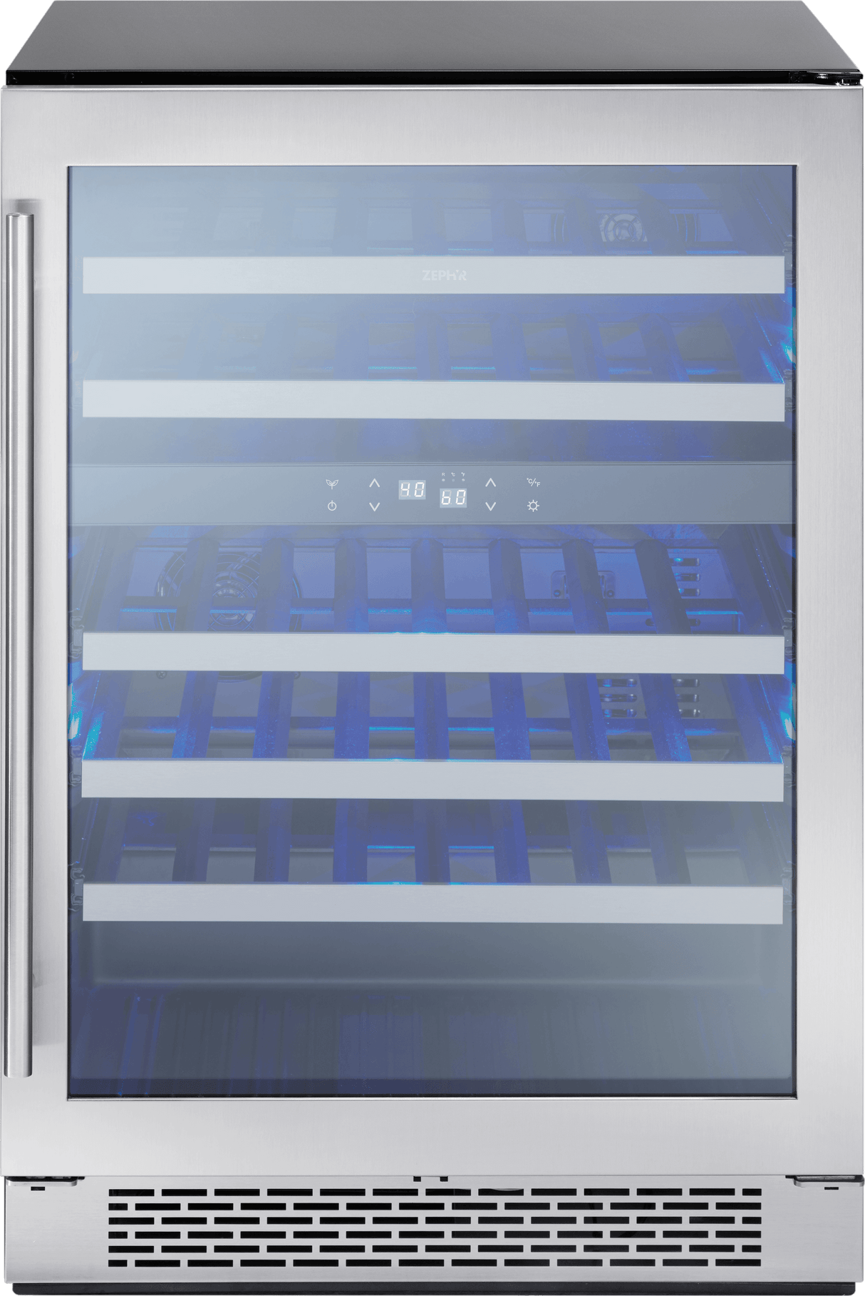 Presrv Wine Cooler, 24in Under Cabinet, SS+Glass, Reverse Door, 2 Zone