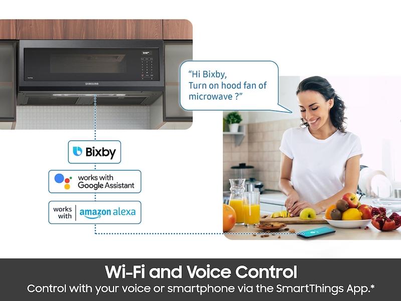 1.1 cu. ft. Smart SLIM Over-the-Range Microwave with 400 CFM Ventilation in Matte Black Steel