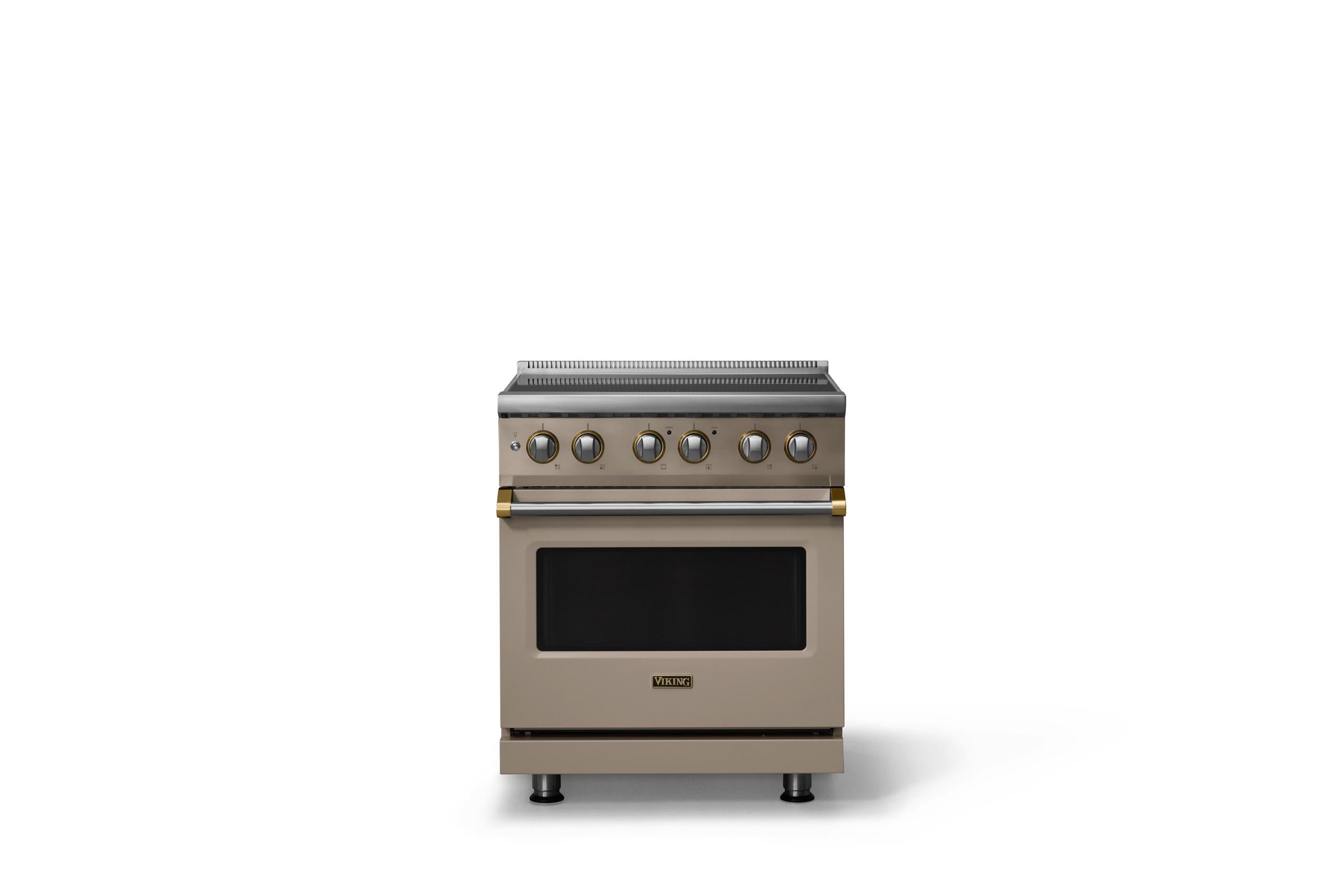 30"W. Induction Range (Finish: Nantucket, Trim: Brushed Brass)