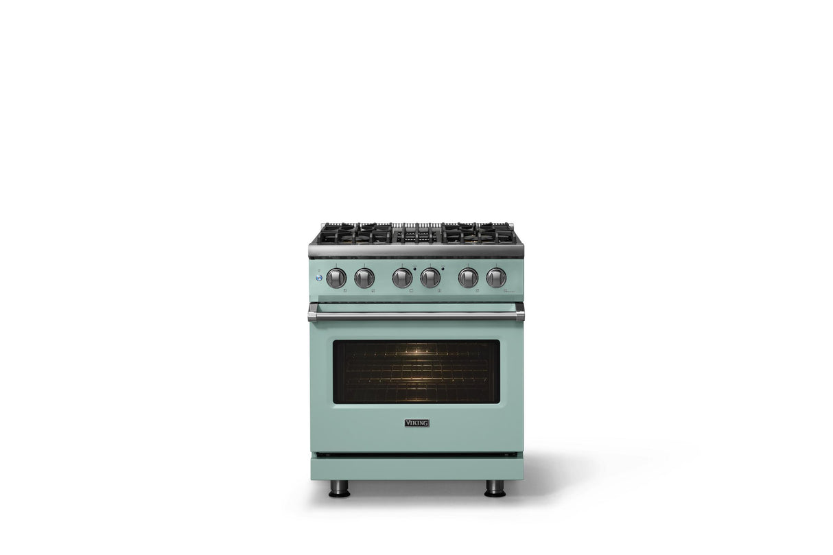 30"W. Dual Fuel Range (Finish: Splash, Trim: Polished Chrome, Fuel: Natural Gas)