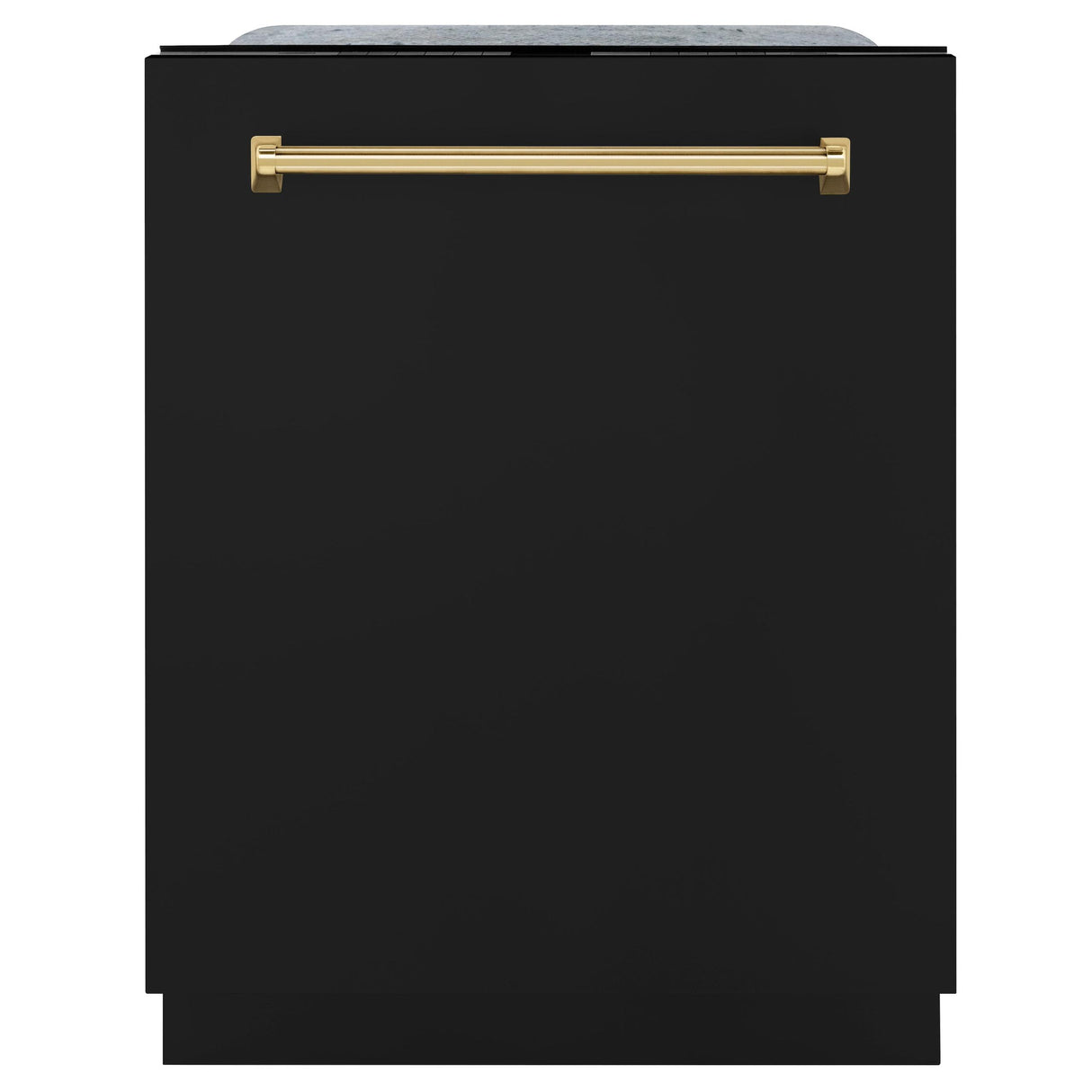ZLINE Autograph Edition 24" Monument Series 3rd Rack Top Touch Control Tall Tub Dishwasher in Black Matte with Polished Gold Handle, 45dBa (DWMTZ-BLM-24-G)