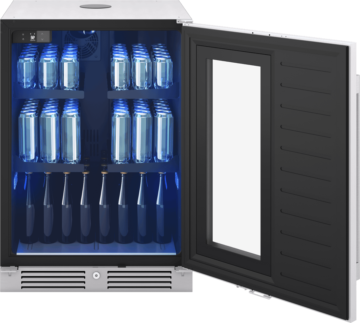 Presrv Kegerator & Beverage Cooler, 24in Under Cabinet, SS+Glass, Reverse Door, 1 Zone