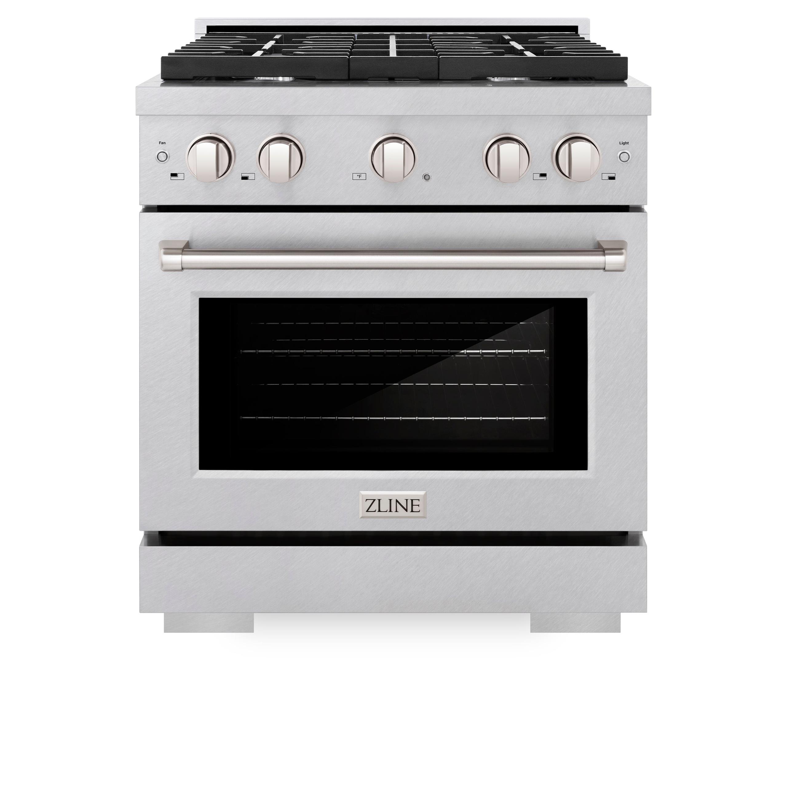 ZLINE 30 in. 4.2 cu. ft. 4 Burner Gas Range with Convection Gas Oven in DuraSnow' Stainless Steel (SGRS-30)
