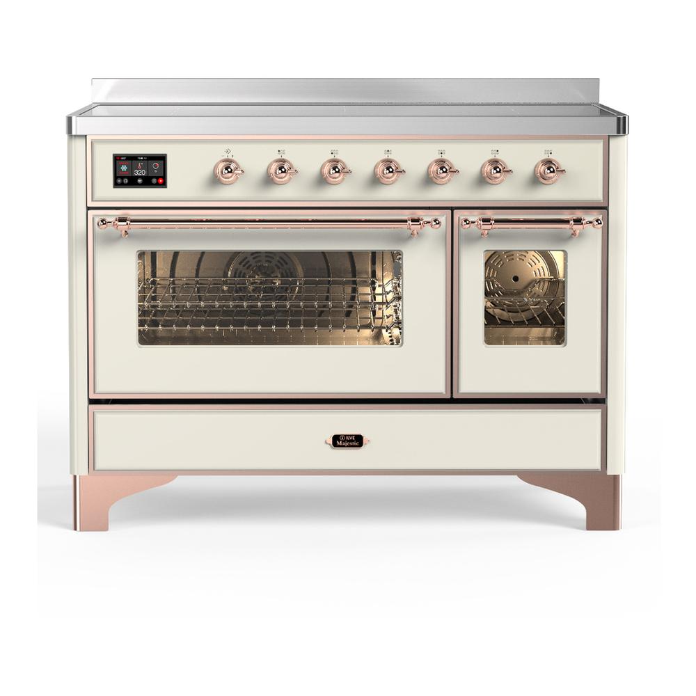 ILVE UMIB48NR3AWP Majestic III 48 inch Induction Range with 6 Elements, 5.02 cu. ft. Total Oven Capacity (Triple Glass Door, Antique White, Copper)