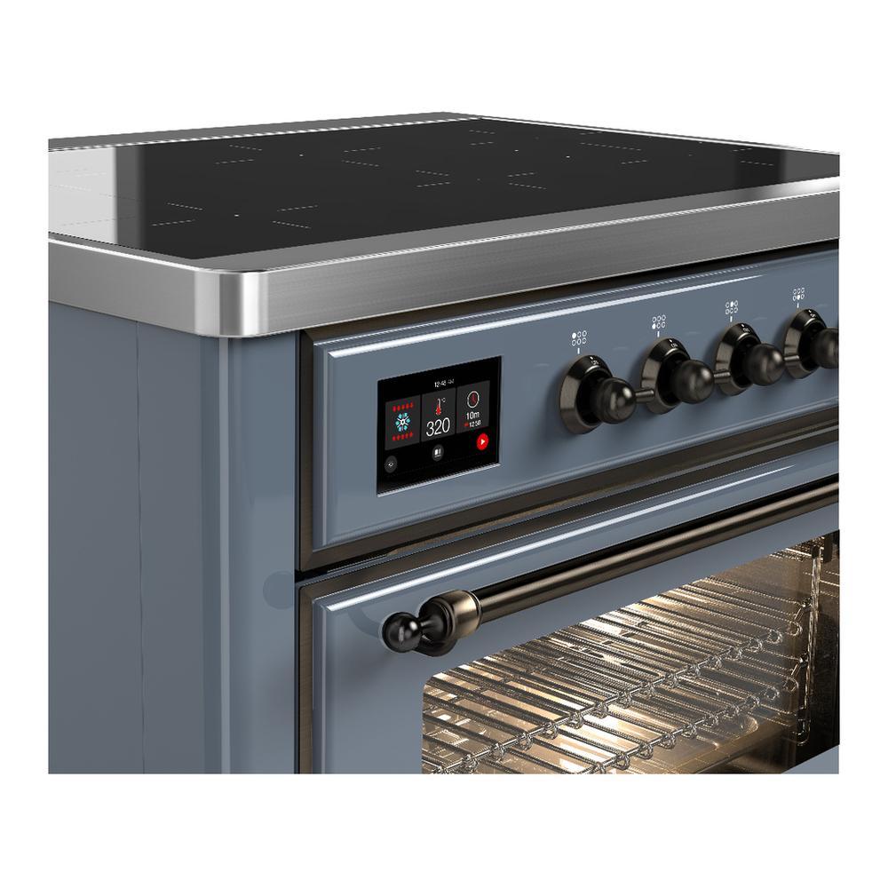 ILVE UMIB36NR3BGB Majestic III 36 inch Induction Range with 6 Elements, 3.5 cu. ft. Total Oven Capacity (Triple Glass Door, Blue Grey, Burnished)