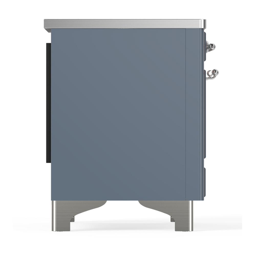 ILVE UMIB36NR3BGC Majestic III 36 inch Induction Range with 6 Elements, 3.5 cu. ft. Total Oven Capacity (Triple Glass Door, Blue Grey, Chrome)