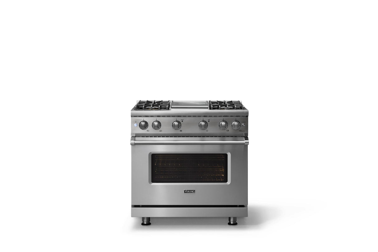 36"W. Sealed Burner Gas Range (Burner: 4g, Finish: Stainless Steel, Trim: Polished Chrome, Fuel: Natural Gas)