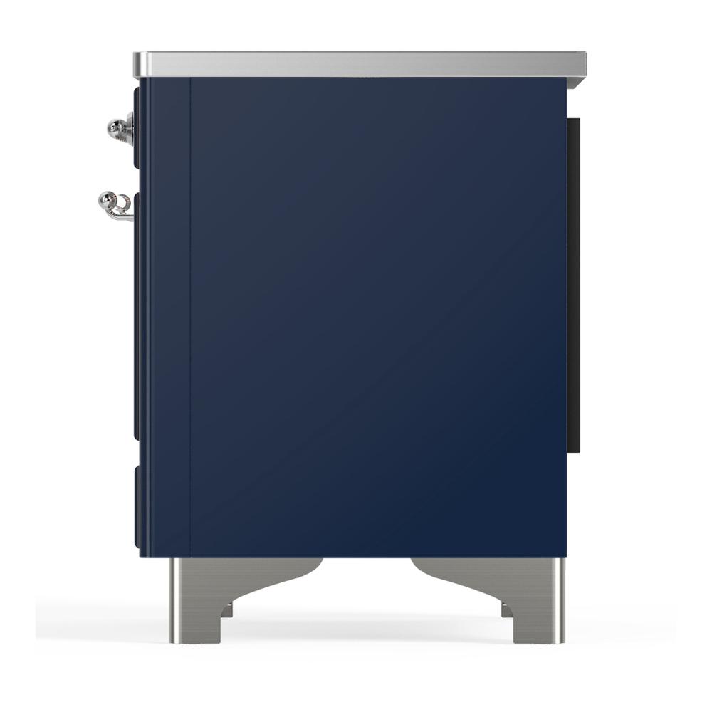 ILVE UMDIB40NR3MBC Majestic III 40 inch Induction Range with 6 Elements, 3.82 cu. ft. Total Oven Capacity (Triple Glass Door, Midnight Blue, Chrome)