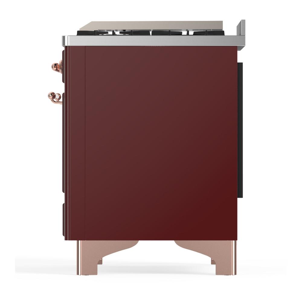 ILVE UM60FQNR3BUP Majestic III 60 inch Dual Fuel Range with 9 Burners and Griddle, Dual Function Burner up to 25,000 BTU (Natural Gas, Solid Door, Burgundy, Copper)