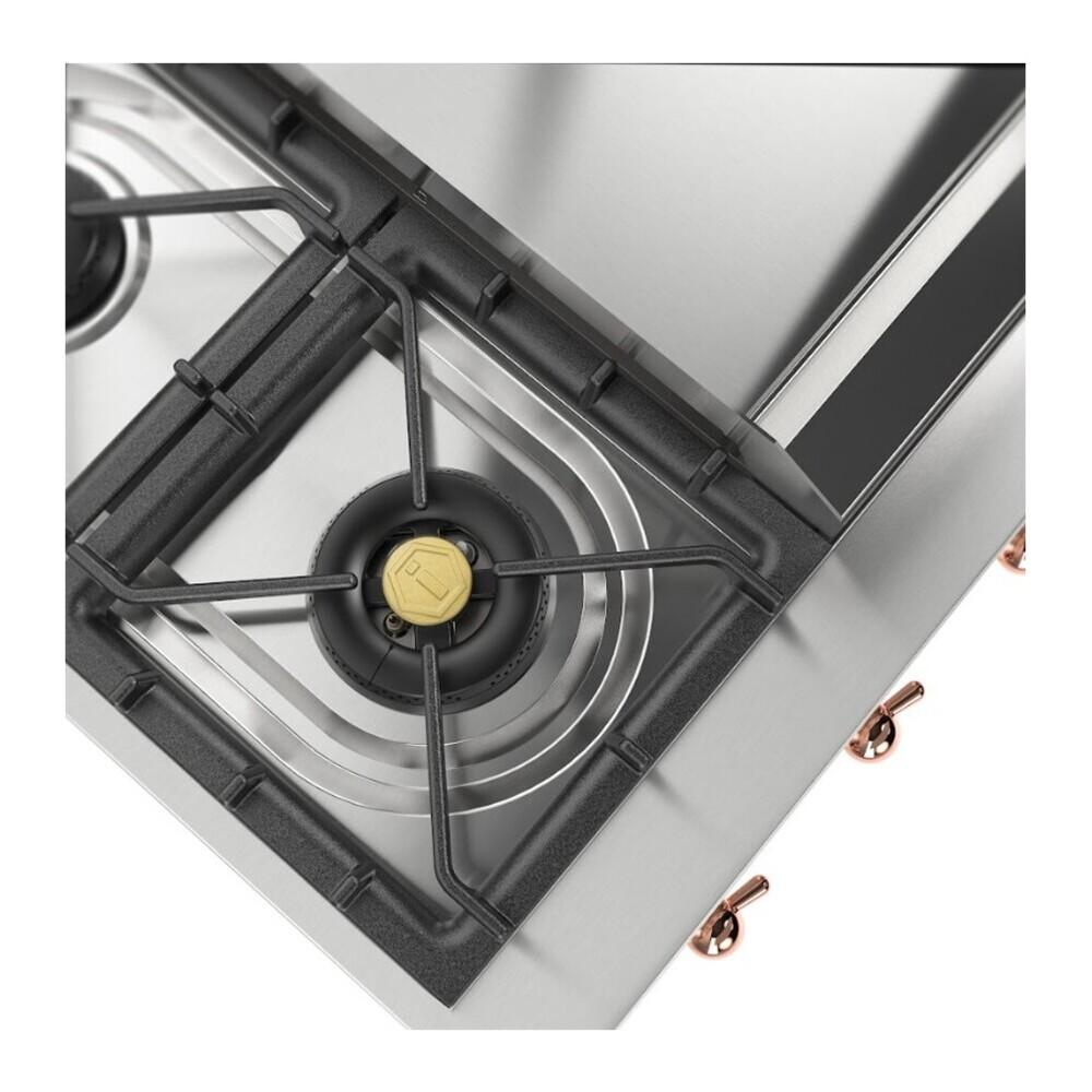 ILVE UHCP36FNSSPLP Nostalgie II 36 inch Built-In Gas Rangetop with 6 Burners and Griddle, in Stainless Steel (Liquid Propane, Copper)