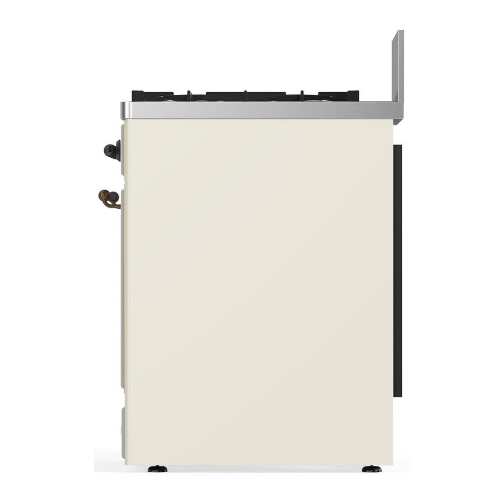 ILVE UM30QNR3AWB Majestic III 30 inch Dual Fuel Range with 5 Black Brass Burners, Dual Function Burner up to 25,000 BTU (Natural Gas, Solid Door, Antique White, Burnished)