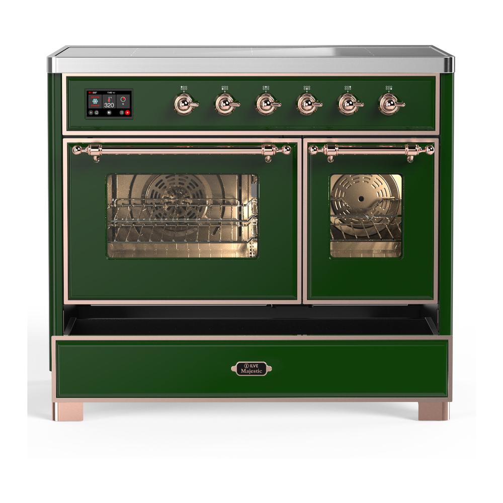 ILVE UMDIB40NR3EGP Majestic III 40 inch Induction Range with 6 Elements, 3.82 cu. ft. Total Oven Capacity (Triple Glass Door, Emerald Green, Copper)