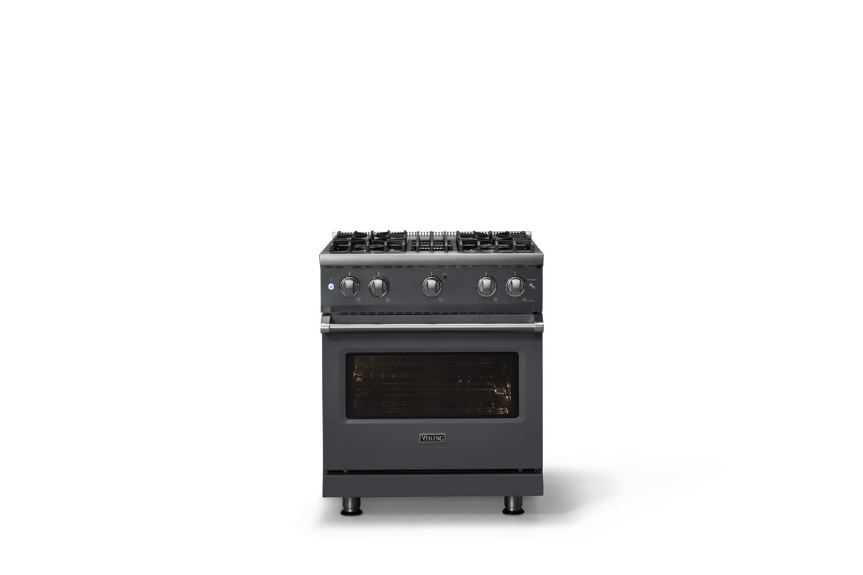 30"W. Sealed Burner Gas Range (Finish: Cast Black, Trim: Polished Chrome, Fuel: Natural Gas)