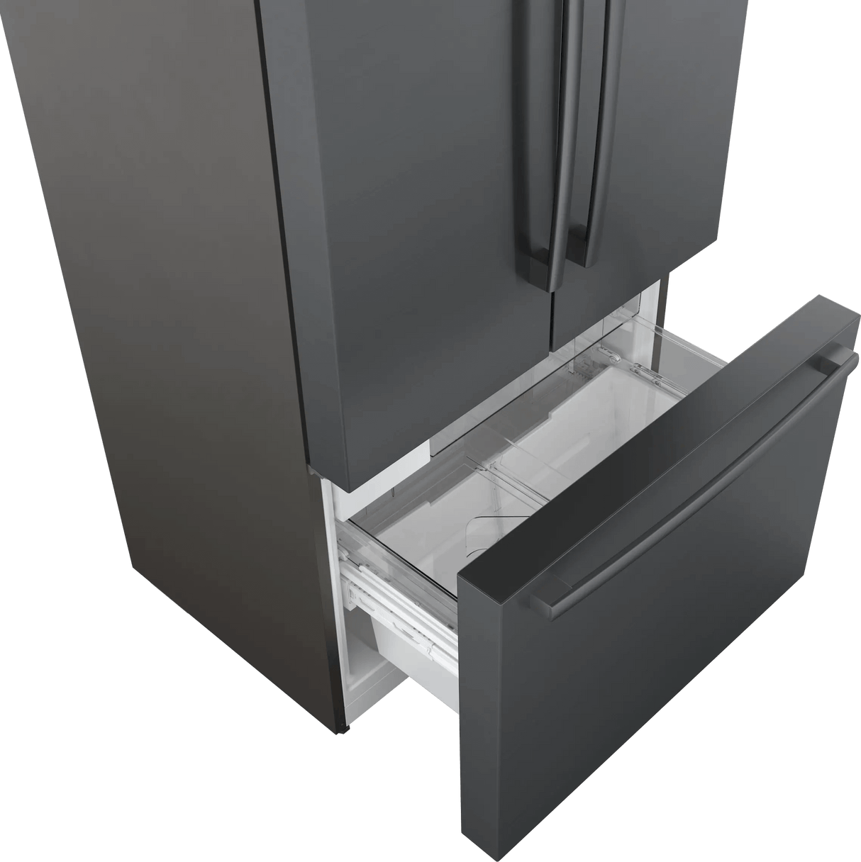 800 Series French Door Bottom Mount Refrigerator 36" Black Stainless Steel
