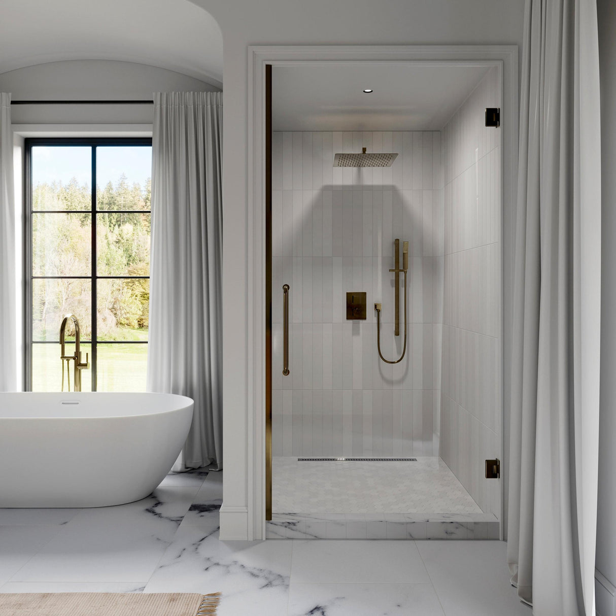 ZLINE Autograph Edition Crystal Bay Thermostatic Shower System in Polished Gold (CBY-SHS-T2-PG)