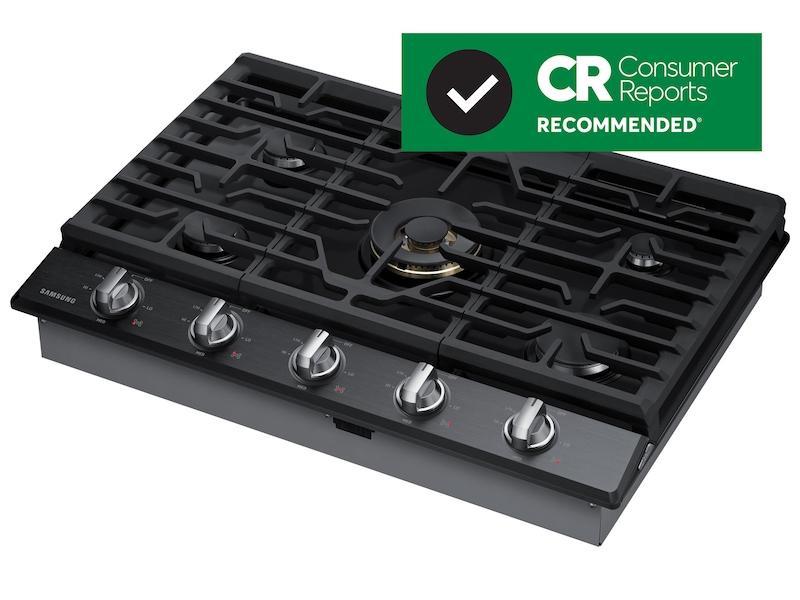 30" Smart Gas Cooktop with Illuminated Knobs in Black Stainless Steel
