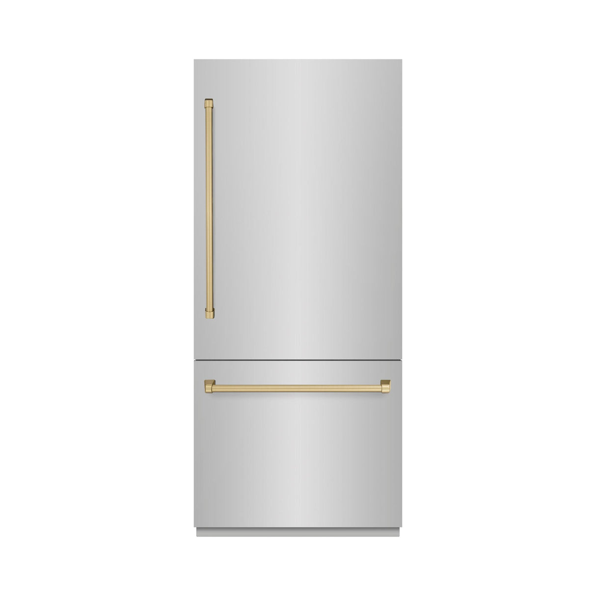 ZLINE Autograph Edition 36 in. 19.8 cu. ft. Built-In Bottom Freezer Refrigerator with Water Dispenser and Ice Maker in Stainless Steel with Champagne Bronze Accents (RBITZ-304-36CB)