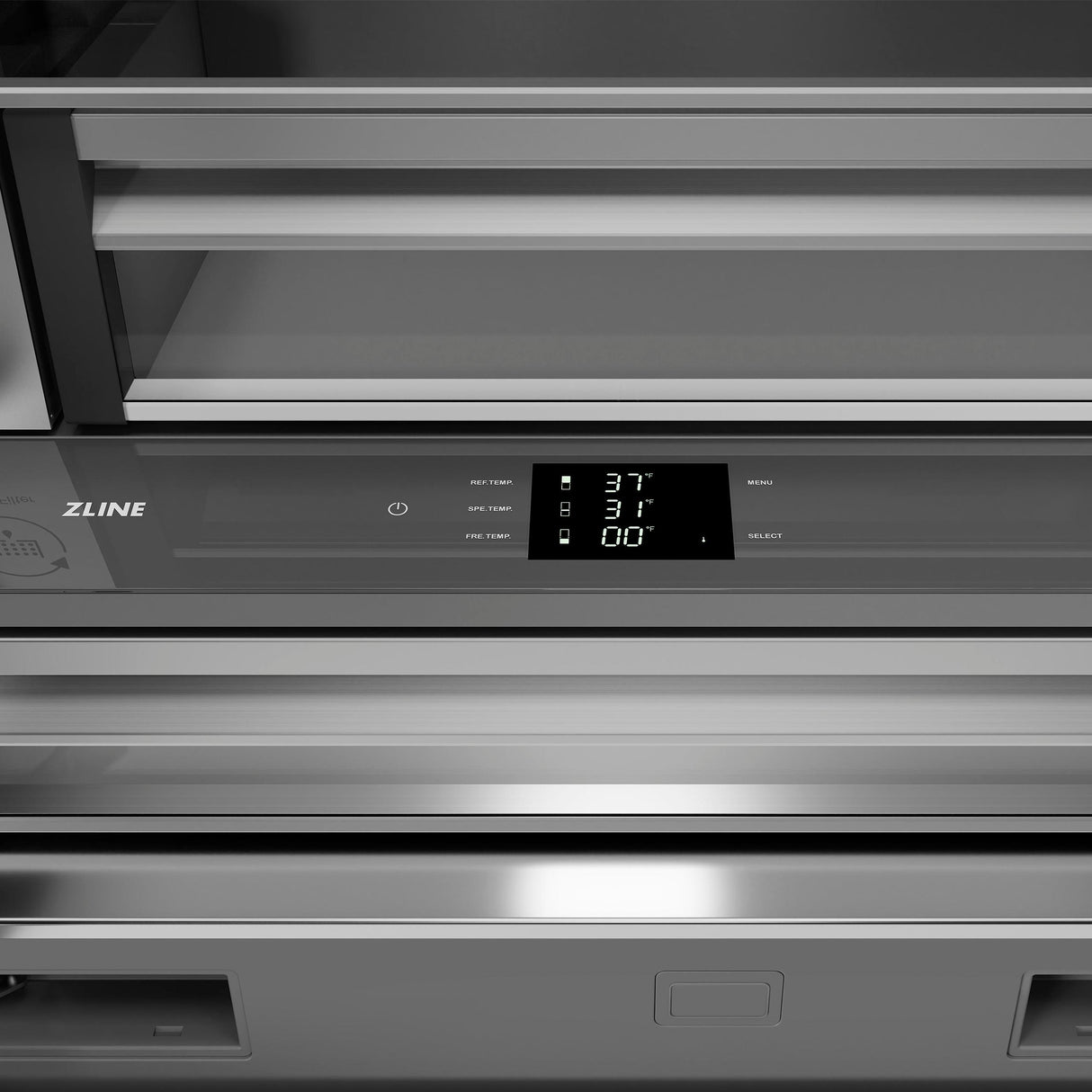 ZLINE Autograph Edition 36 in. 19.6 cu. ft. Panel Ready French Door Built-In Bottom Freezer Refrigerator with Water Dispenser and Ice Maker with Stainless Steel Interior and Matte Black Accents (SRBIVZ-36-MB)
