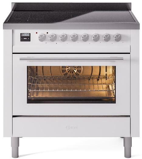 Professional Plus II 36 Inch Electric Freestanding Range in White with Trim