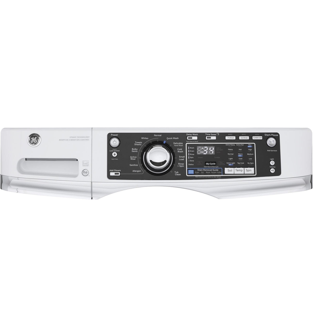 GE® 4.9 DOE cu. ft. Capacity RightHeight™ Front Load ENERGY STAR® Washer with Steam
