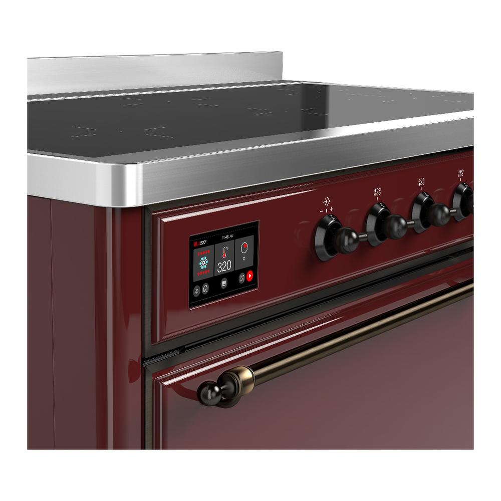 ILVE UMIB48QNR3BUB Majestic III 48 inch Induction Range with 6 Elements, 5.02 cu. ft. Total Oven Capacity (Solid Door, Burgundy, Burnished)