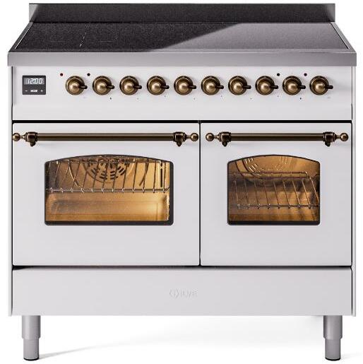 Nostalgie II 40 Inch Electric Freestanding Range in White with Bronze Trim